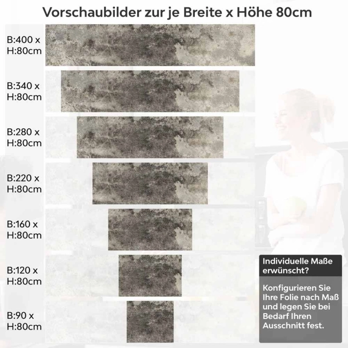 Küchenrückwand Folie Gealterter Beton - Der perfekte Industrial-Look Höhe 80cm