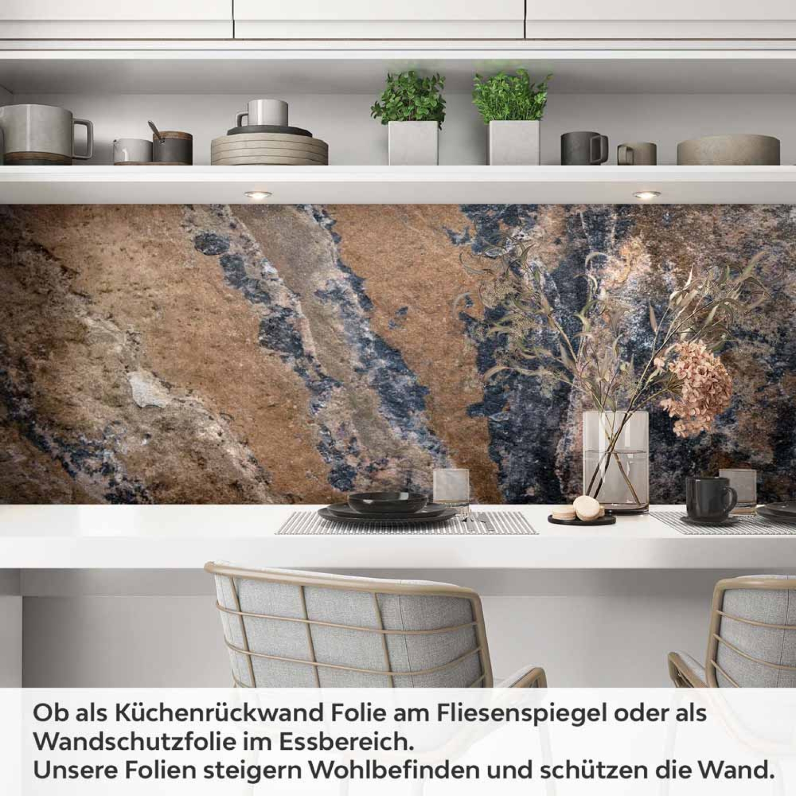 Küchenrückwand Folie Antike Steinoptik - Farbspiel in Erdtönen Artikelbild 1