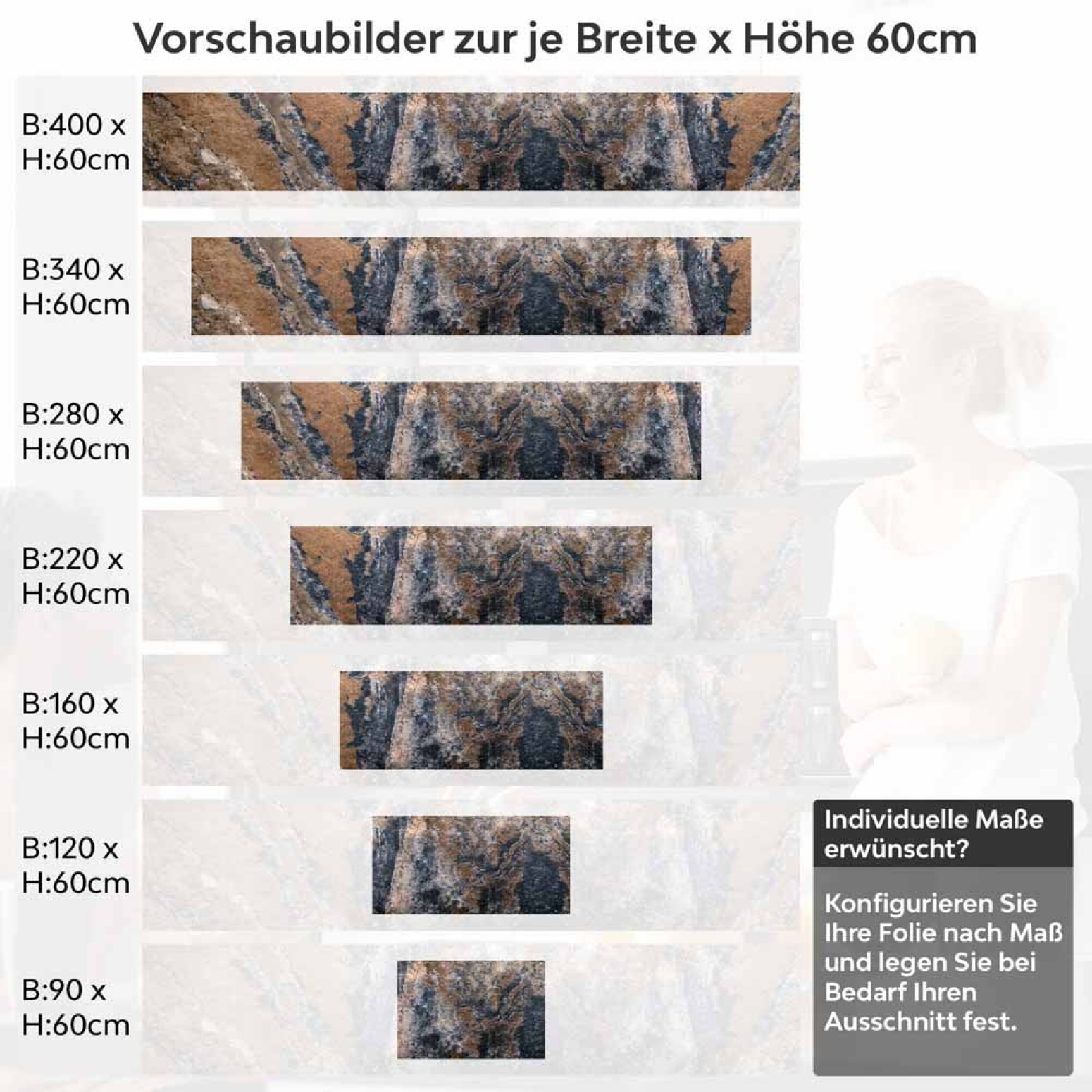 Küchenrückwand Folie Antike Steinoptik - Farbspiel in Erdtönen Höhe 60cm