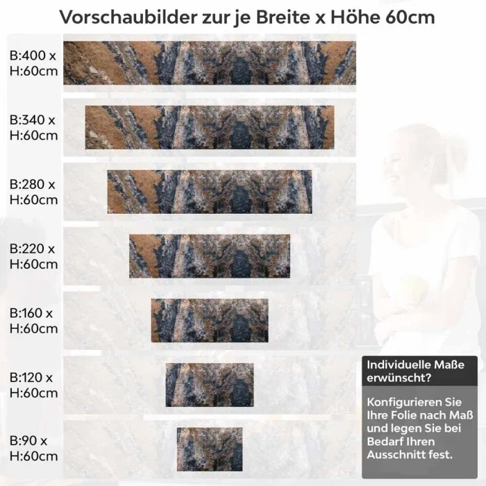 Küchenrückwand Folie Antike Steinoptik - Farbspiel in Erdtönen Höhe 60cm