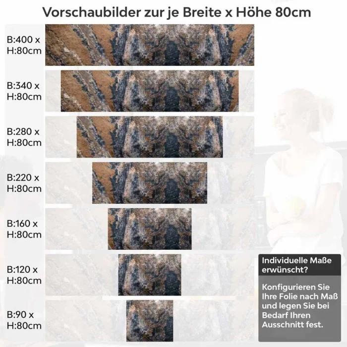 Küchenrückwand Folie Antike Steinoptik - Farbspiel in Erdtönen Höhe 80cm
