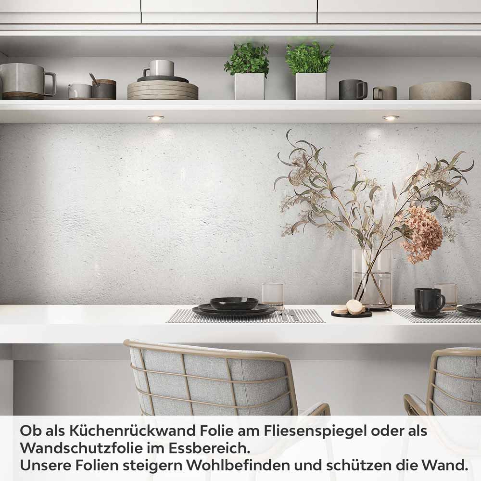 Küchenrückwand Folie Hellgrau Beton Struktur Artikelbild 1