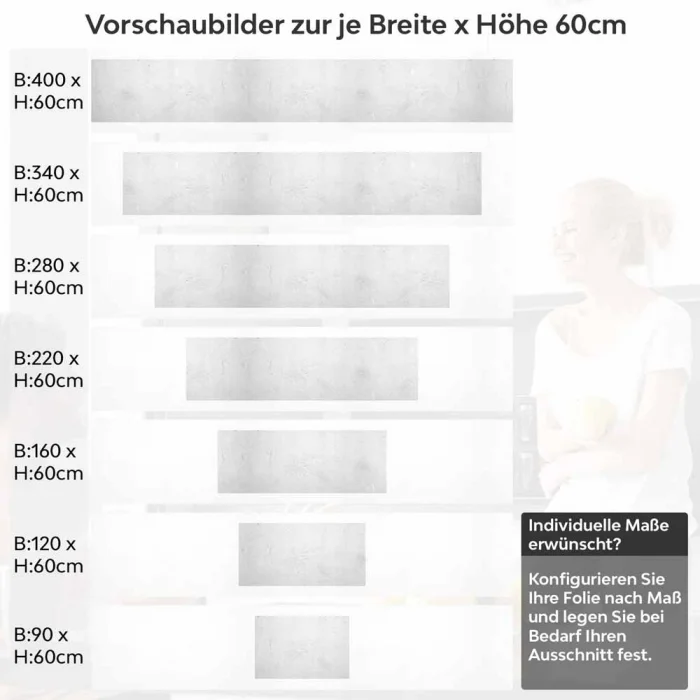 Küchenrückwand Folie Hellgrau Beton Struktur Höhe 60cm