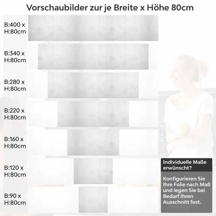 Küchenrückwand Folie Hellgrau Beton Struktur Höhe 80cm