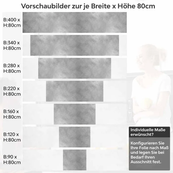 Küchenrückwand Folie Beton Optik - Betoncharme für Ihre Traumküche Höhe 80cm