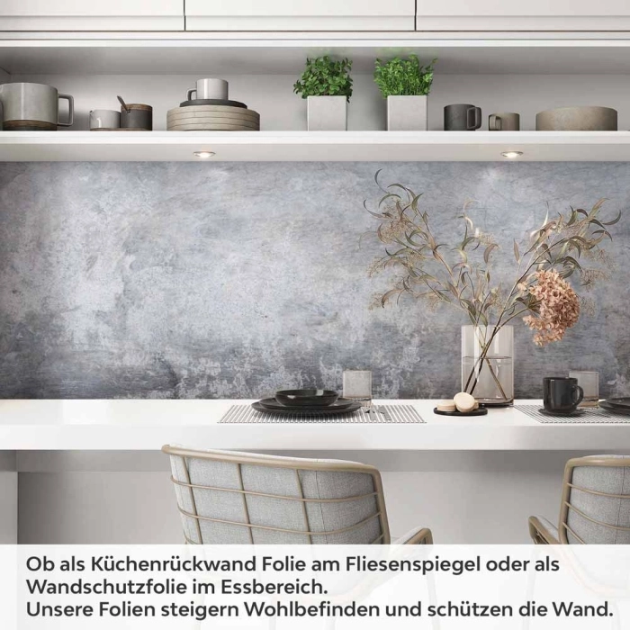 Küchenrückwand Folie Betondesign - Urbaner Look in Grau-Blau Nuancen Artikelbild 1