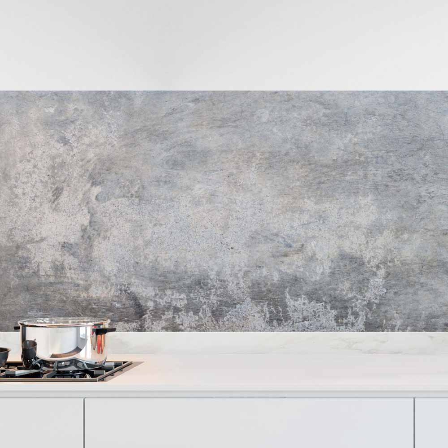 Küchenrückwand Folie Betondesign - Urbaner Look in Grau-Blau Nuancen