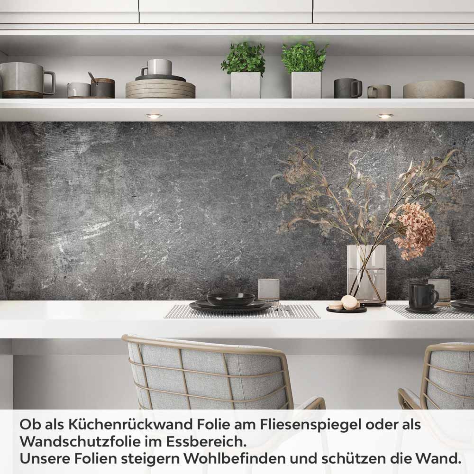 Küchenrückwand Folie Dunkler Beton - Industrielle Loft Ambiente Artikelbild 1