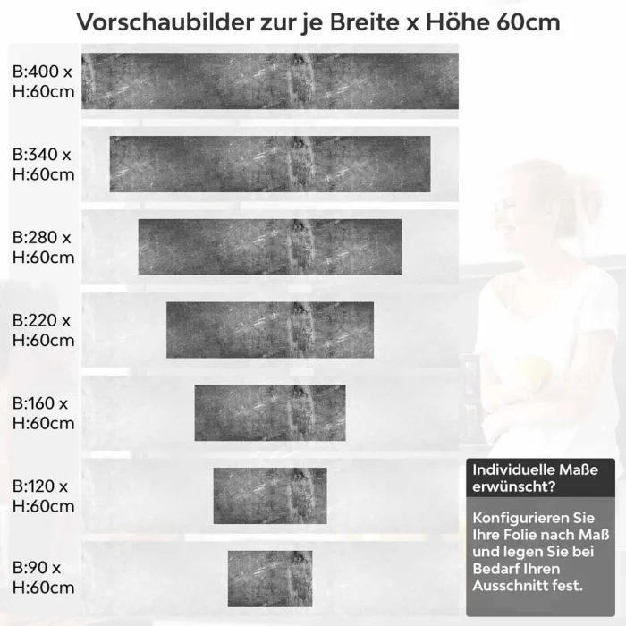 Küchenrückwand Folie Dunkler Beton - Industrielle Loft Ambiente Höhe 60cm