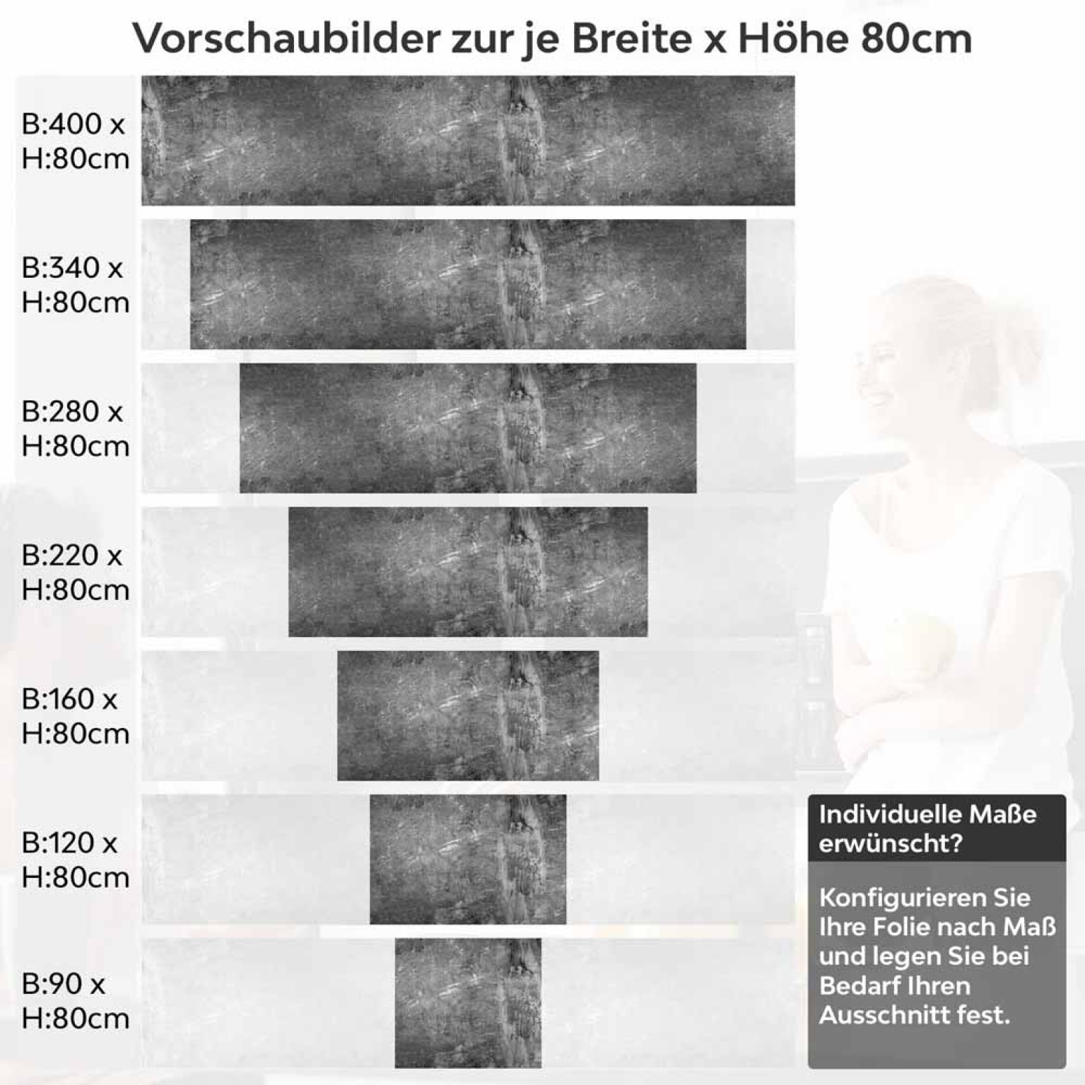 Küchenrückwand Folie Dunkler Beton - Industrielle Loft Ambiente Höhe 80cm