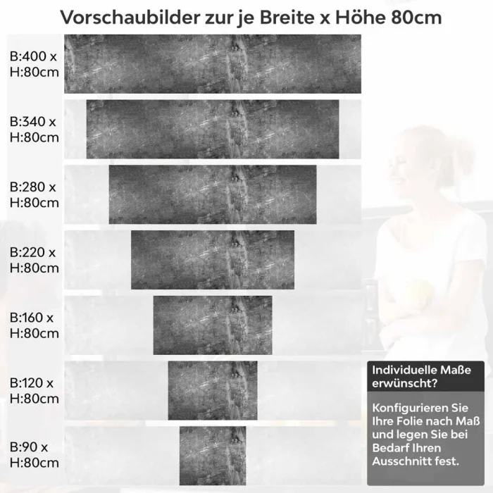 Küchenrückwand Folie Dunkler Beton - Industrielle Loft Ambiente Höhe 80cm