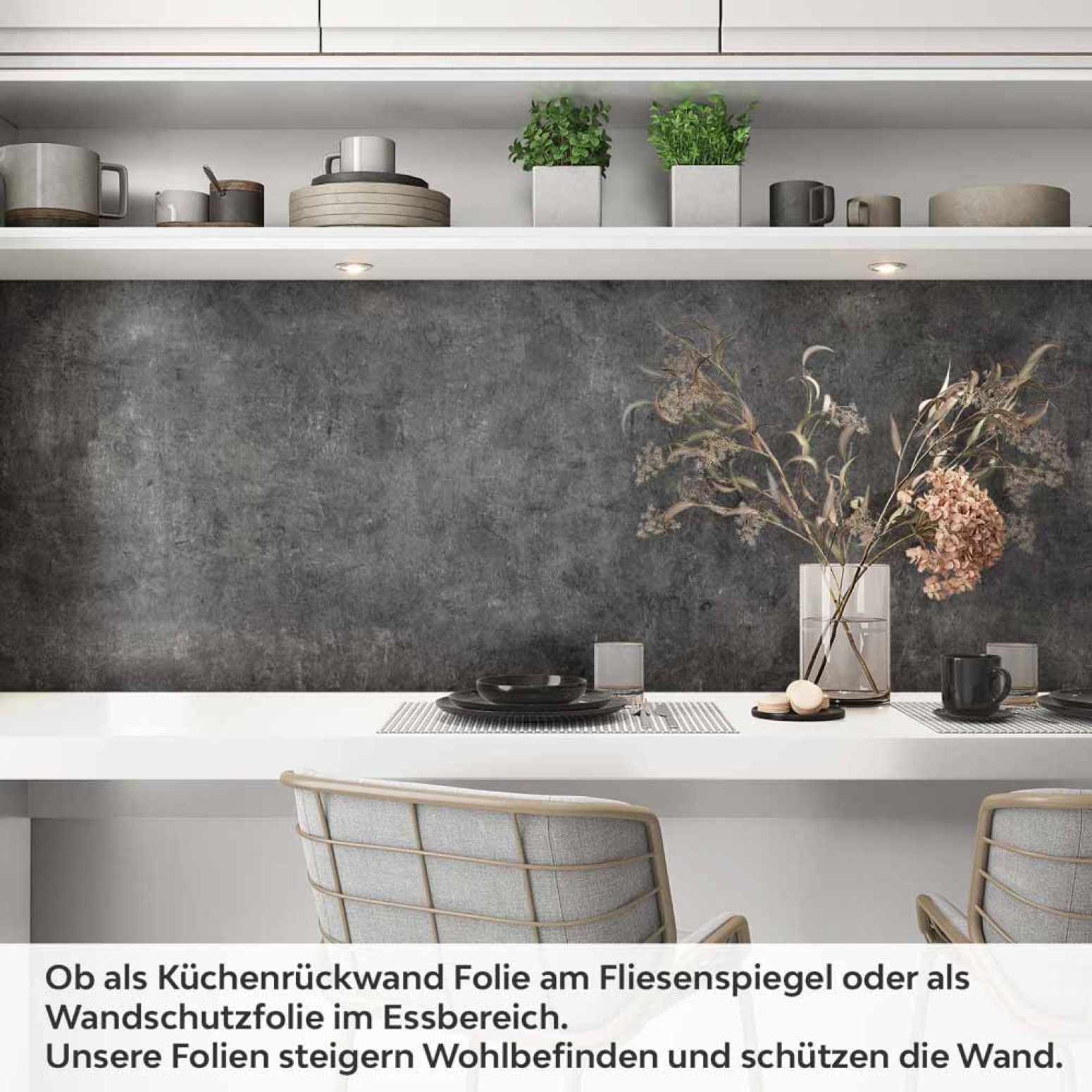 Küchenrückwand Folie Tiefgrauer Betonwand Artikelbild 1