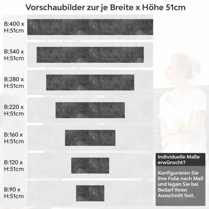 Küchenrückwand Folie Tiefgrauer Betonwand Höhe 51cm