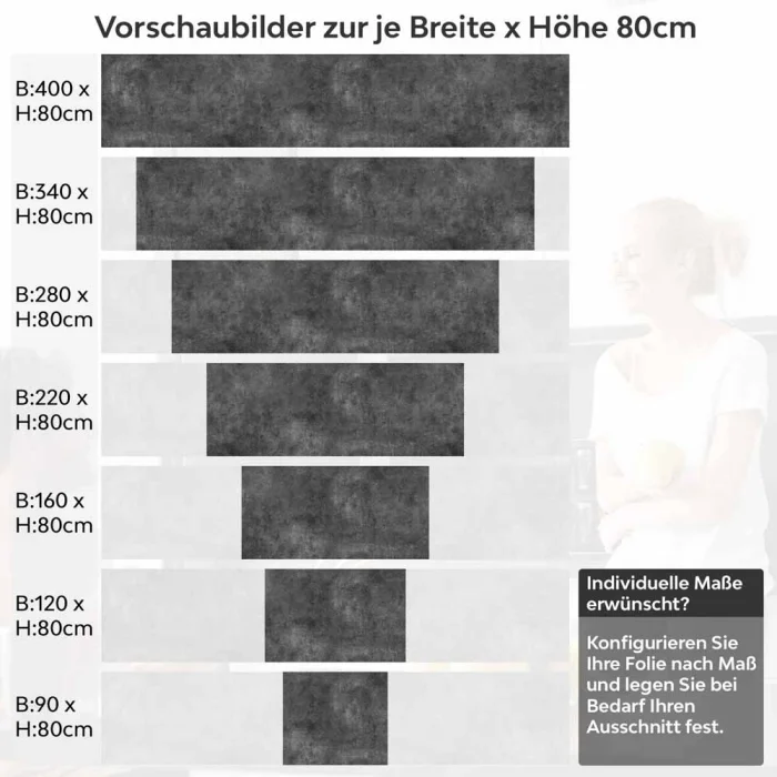 Küchenrückwand Folie Tiefgrauer Betonwand Höhe 80cm
