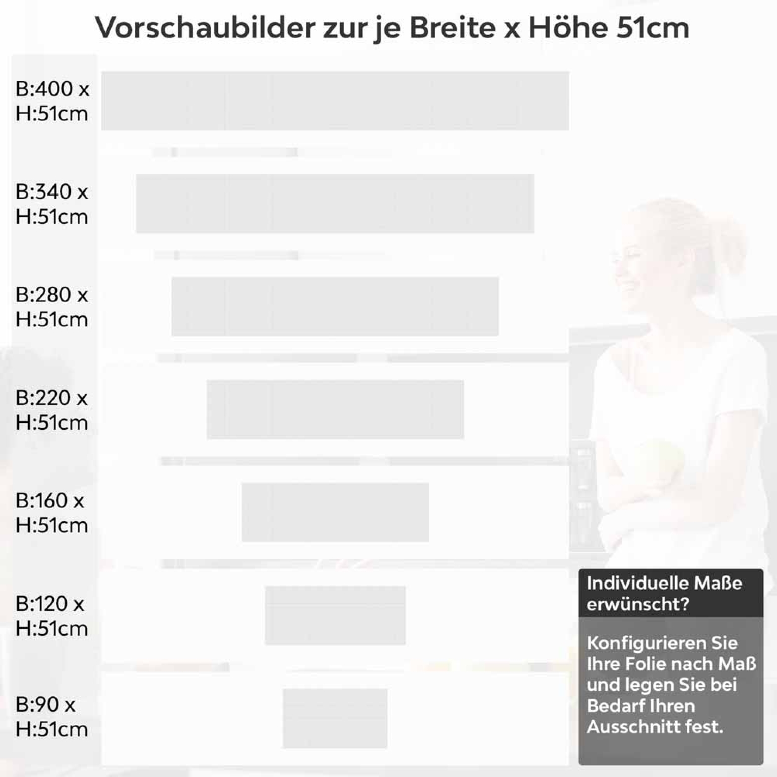 Küchenrückwand Folie Fliesen Kacheln Variantenauswahl Vorschaubild  Höhe 51cm