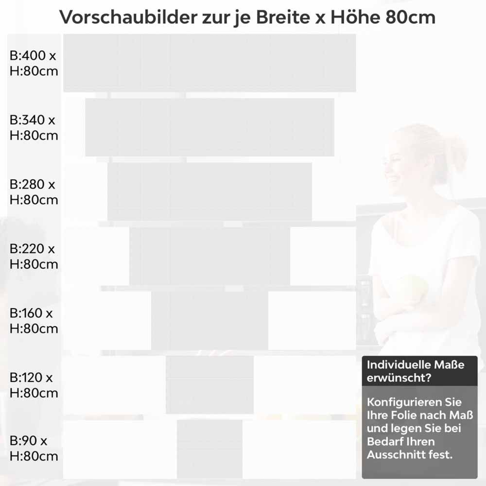 Küchenrückwand Folie Fliesen Kacheln Variantenauswahl Vorschaubild  Höhe 80cm
