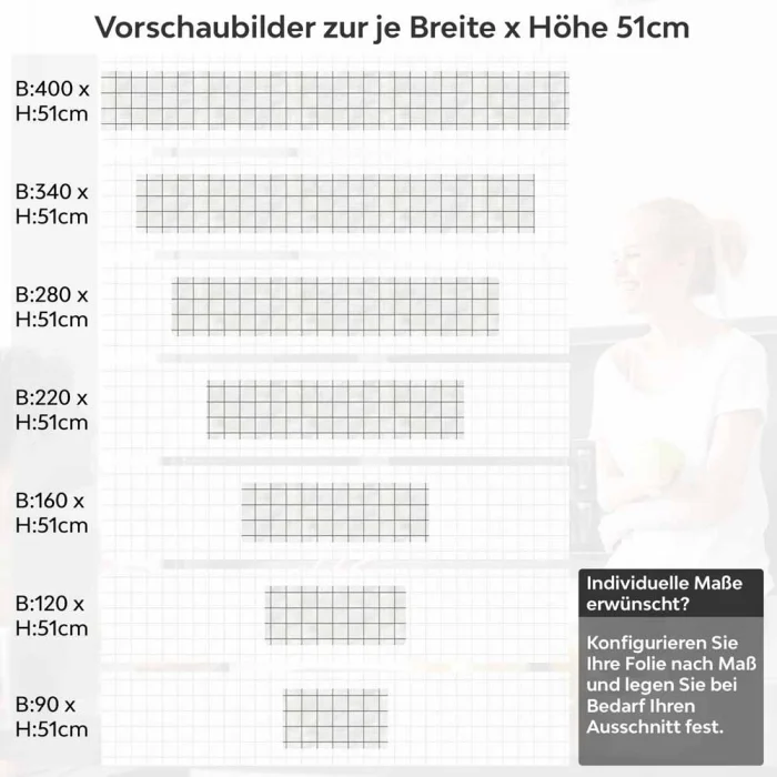 Küchenrückwand Folie Fliesen mit schmalen Fugen Höhe 51cm