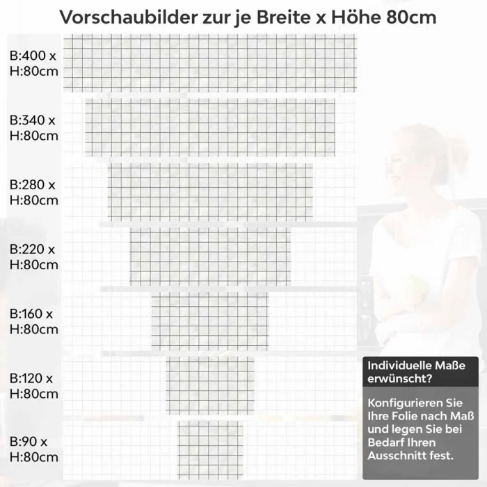 Küchenrückwand Folie Fliesen mit schmalen Fugen Höhe 80cm