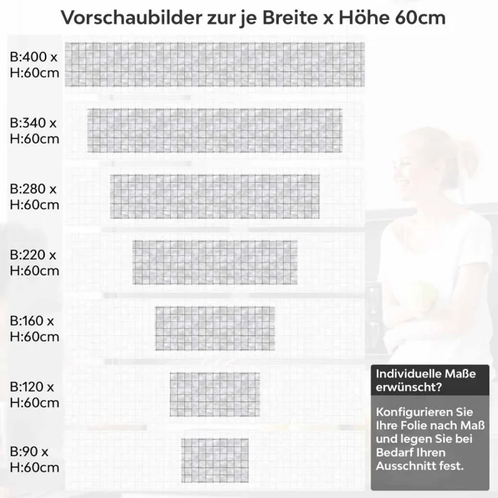 Küchenrückwand Folie Granitfliesen Variantenauswahl Vorschaubild Höhe 60cm