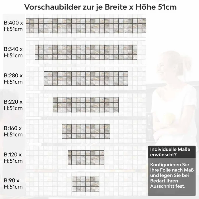 Küchenrückwand Folie Steinfliesen Optik Höhe 51cm
