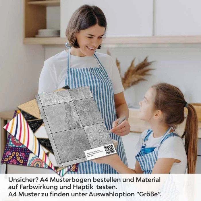 Küchenrückwand Folie Betonfliesen - Fliesenoptik für ein trendiges Ambiente A4 Muster