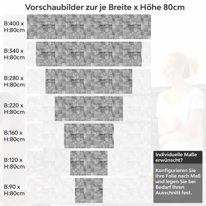 Küchenrückwand Folie Betonfliesen - Fliesenoptik für ein trendiges Ambiente Höhe 80cm