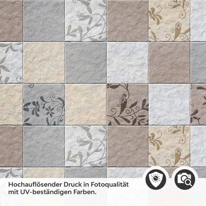 Küchenrückwand Folie Fliesenoptik Floral - Dezent mit Blumendetails Detailbild 2