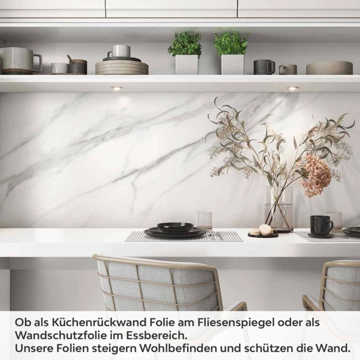 Küchenrückwand Folie Marmoroptik Weiß & Grau Artikelbild 1