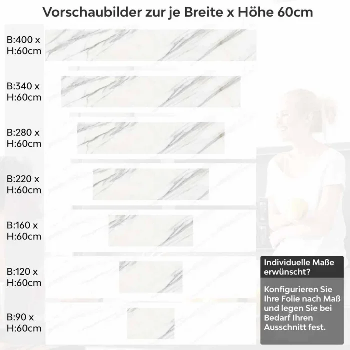 Küchenrückwand Folie Marmoroptik Weiß & Grau Höhe 60cm