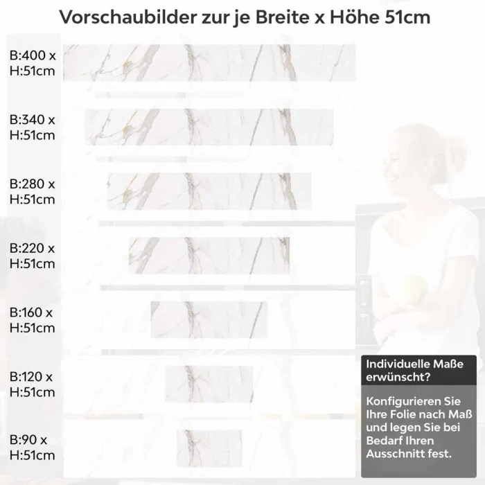 Küchenrückwand Folie Marmoroptik mit Goldakzenten Höhe 51cm