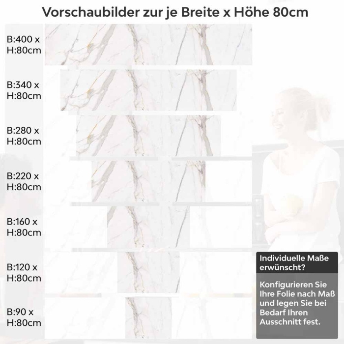 Küchenrückwand Folie Marmoroptik mit Goldakzenten Höhe 80cm
