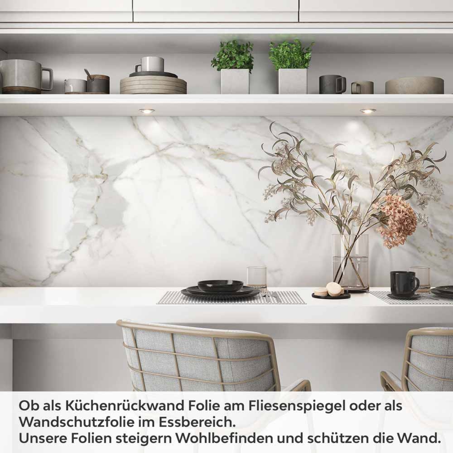 Küchenrückwand Folie Marmordesign mit grauen Adern Artikelbild 1