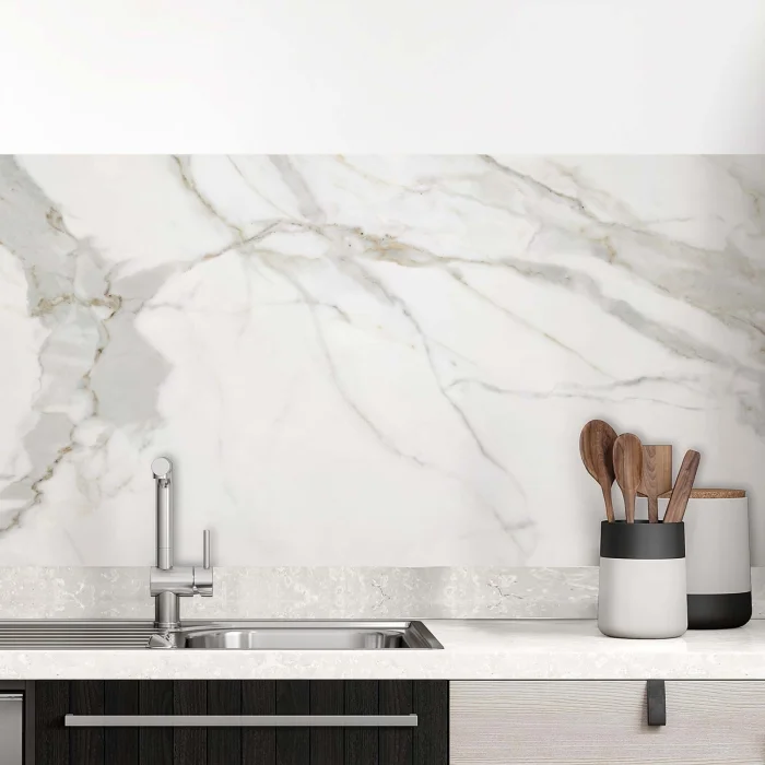 Küchenrückwand Folie Marmordesign mit grauen Adern Hauptbild 1