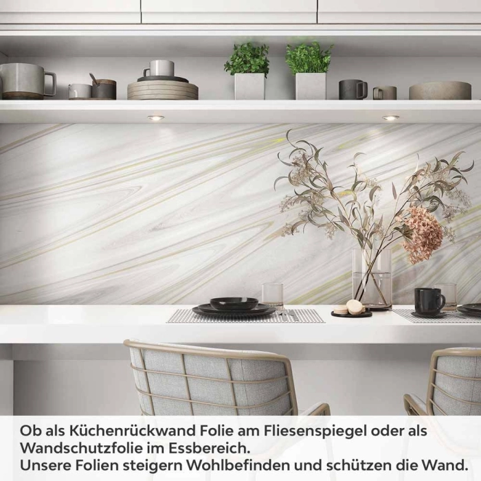 Küchenrückwand Folie Marmor-Look mit gelben Linien Artikelbild 1