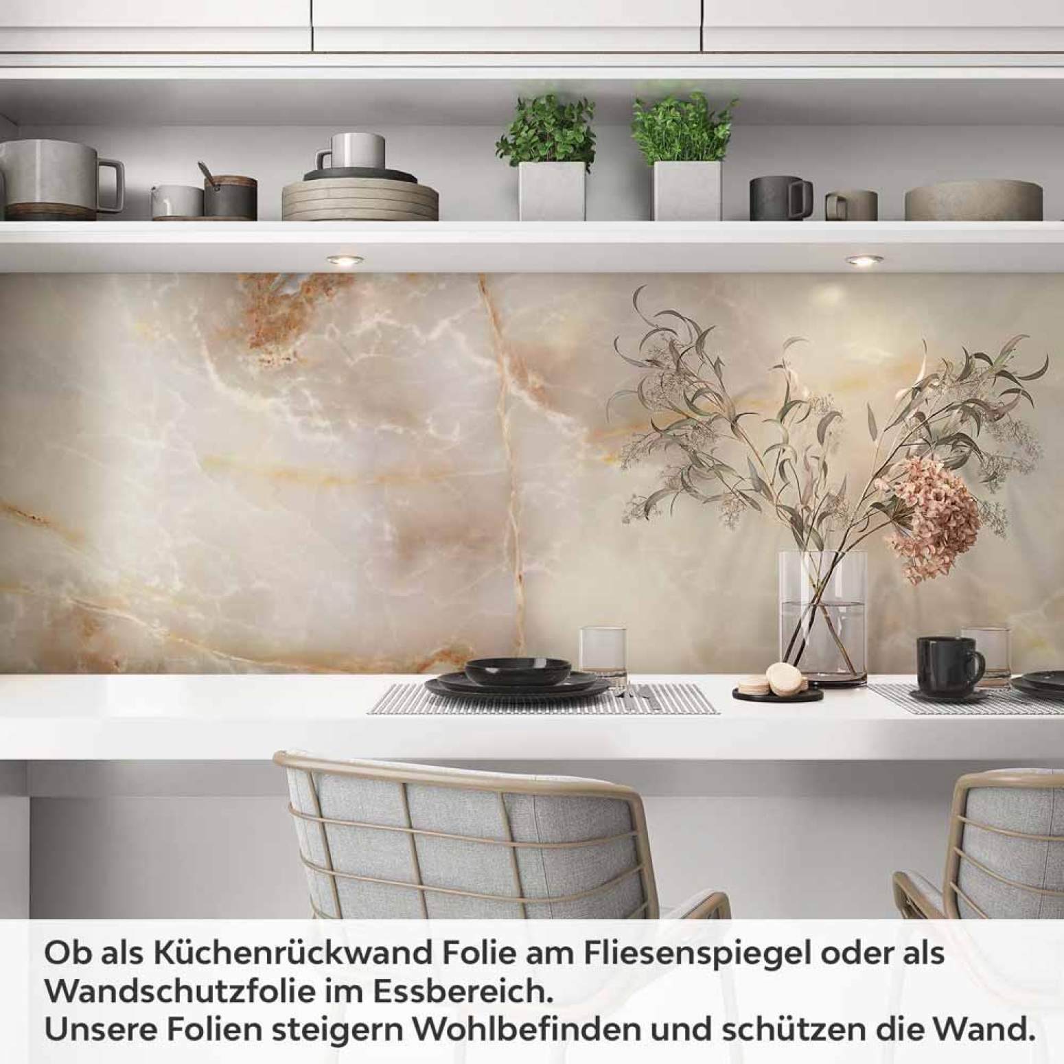 Küchenrückwand Folie Marmoroptik in beige & braun - Luxuriös und warm Artikelbild 1