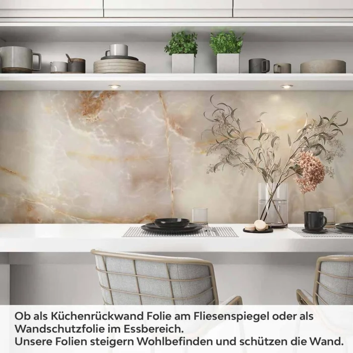 Küchenrückwand Folie Marmoroptik in beige & braun - Luxuriös und warm Artikelbild 1