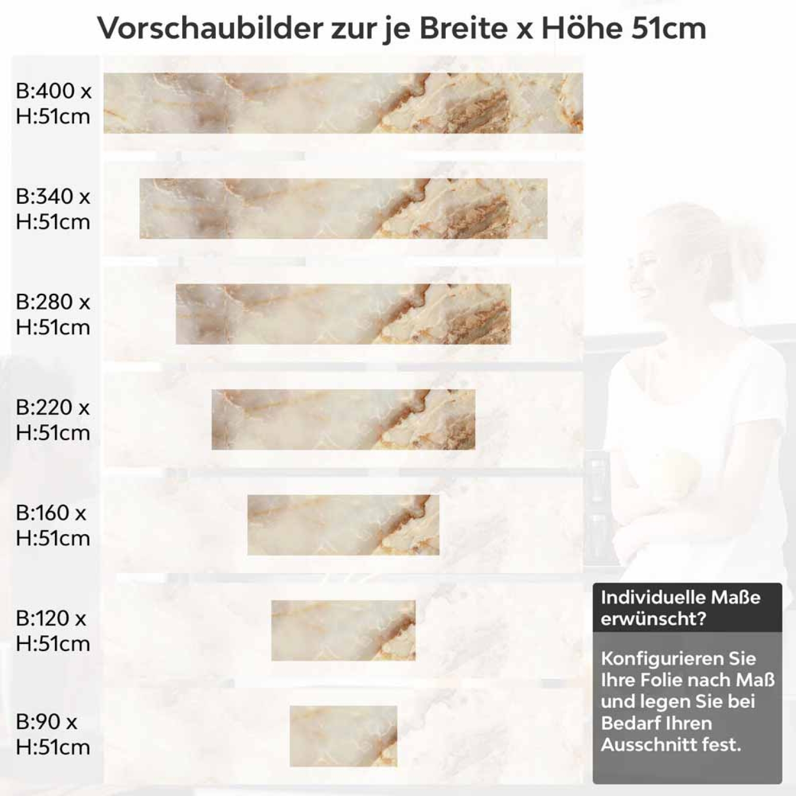Küchenrückwand Folie Marmoroptik in beige & braun - Luxuriös und warm Höhe 51cm