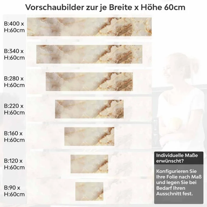Küchenrückwand Folie Marmoroptik in beige & braun - Luxuriös und warm Höhe 60cm
