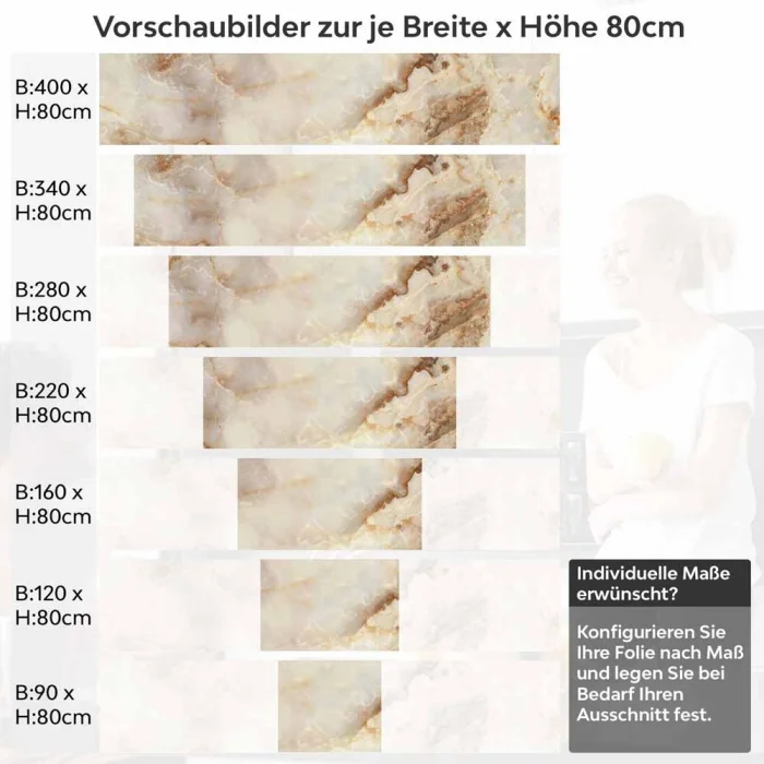 Küchenrückwand Folie Marmoroptik in beige & braun - Luxuriös und warm Höhe 80cm