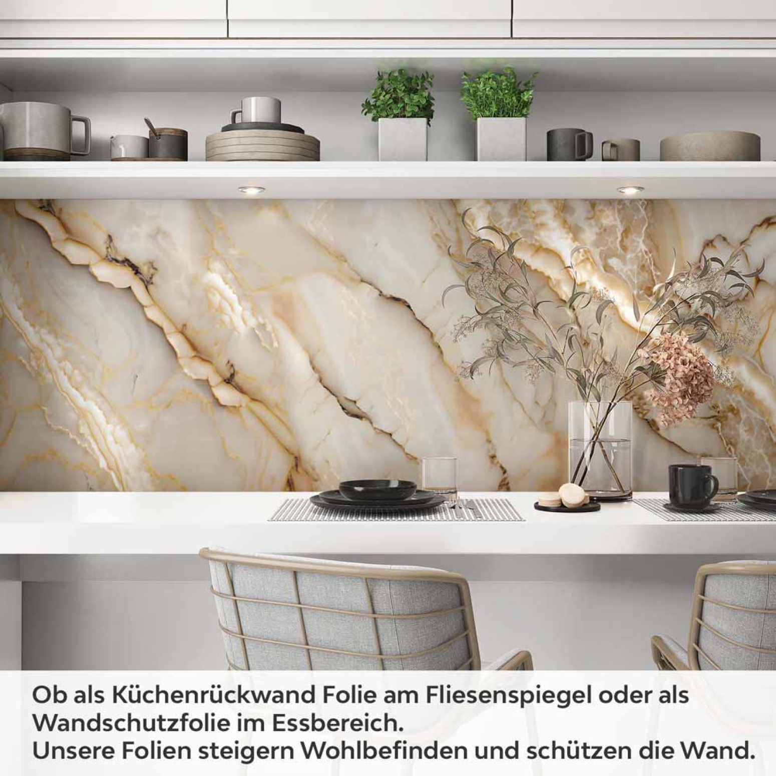 Küchenrückwand Folie Exklusiver Marmorlook - Luxuriöse Küchengestaltung Artikelbild 1