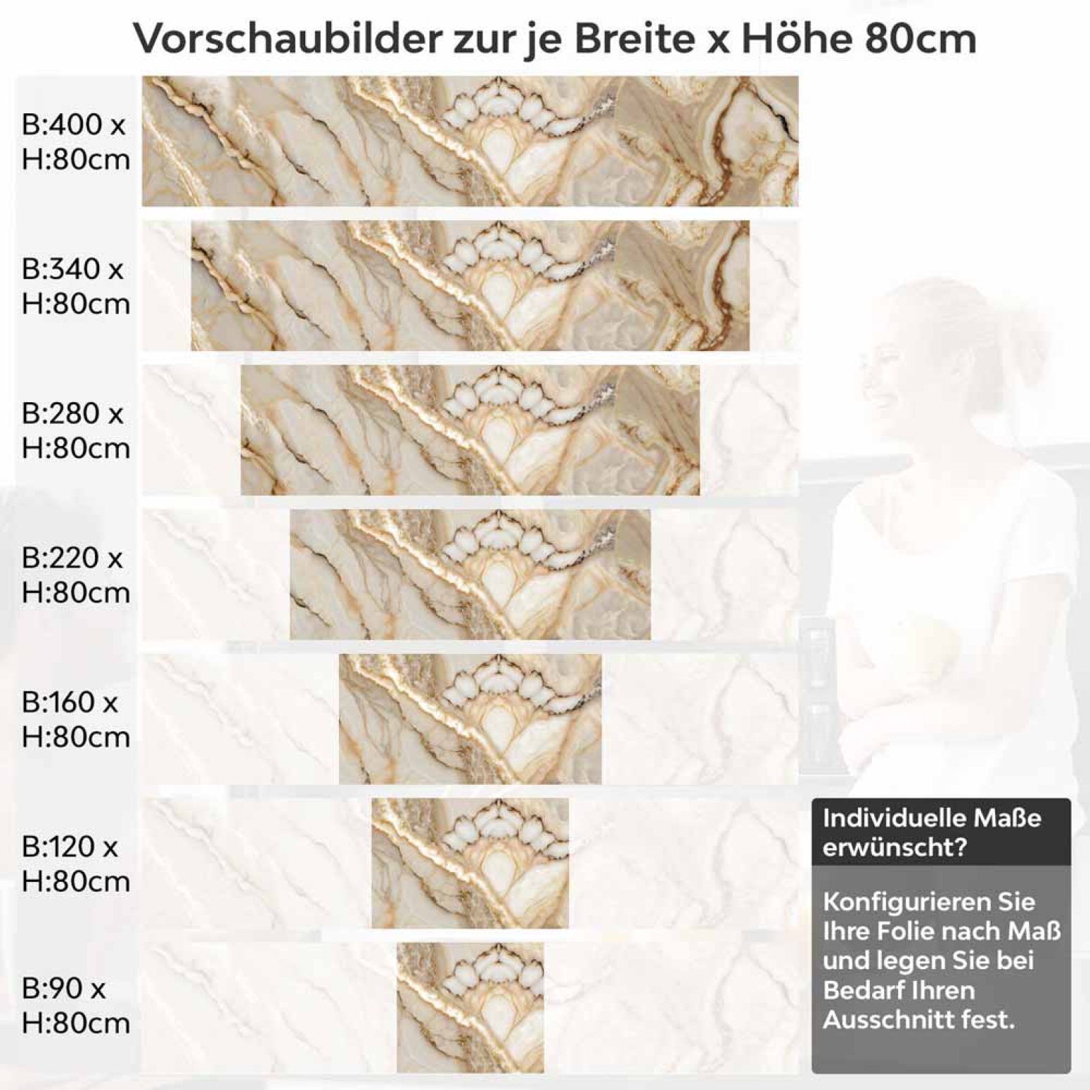 Küchenrückwand Folie Exklusiver Marmorlook - Luxuriöse Küchengestaltung Höhe 80cm