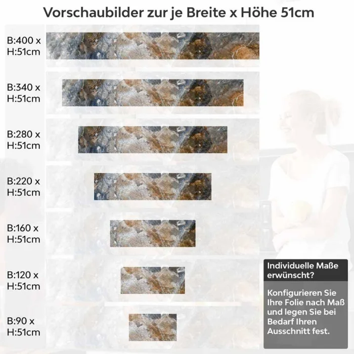 Küchenrückwand Folie industrieller Marmor Look Höhe 51cm