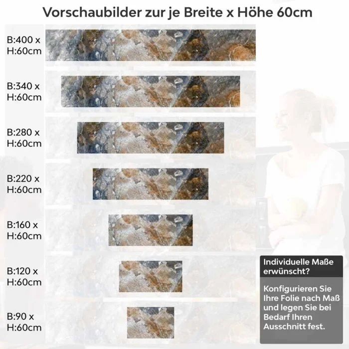 Küchenrückwand Folie industrieller Marmor Look Höhe 60cm