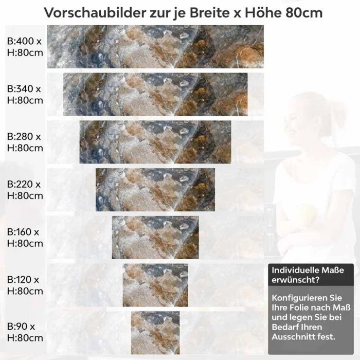 Küchenrückwand Folie industrieller Marmor Look Höhe 80cm
