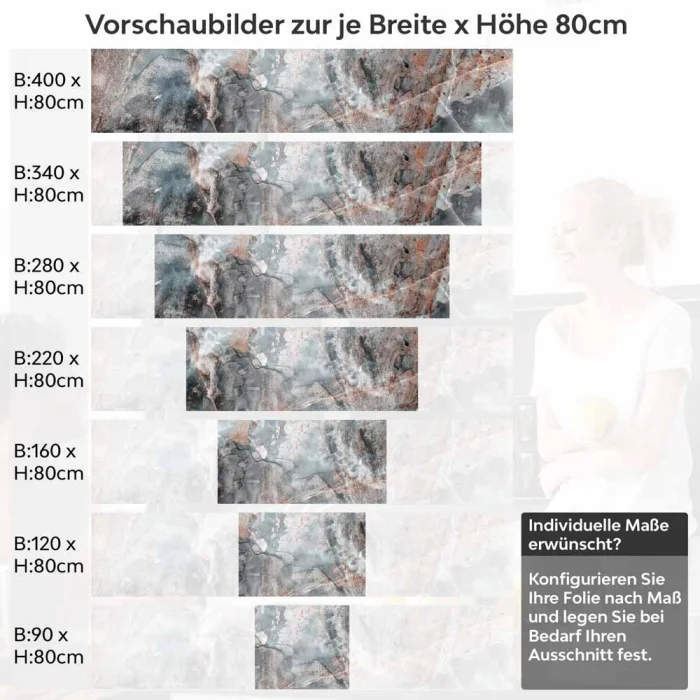 Küchenrückwand Folie rostgraue Marmoroptik - Modernität und Natürlichkeit Höhe 80cm