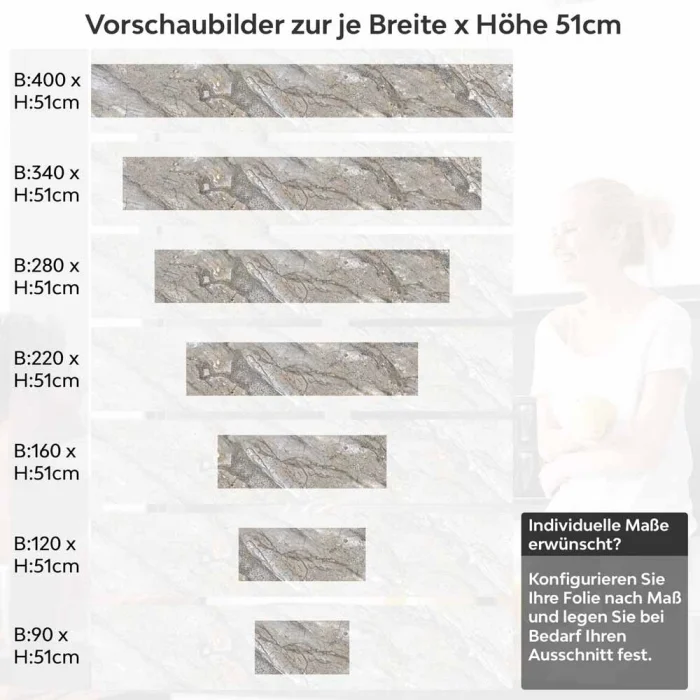 Küchenrückwand Folie Naturstein Marmoroptik Höhe 51cm