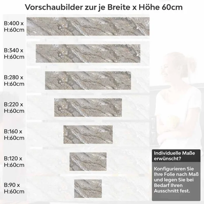 Küchenrückwand Folie Naturstein Marmoroptik Höhe 60cm