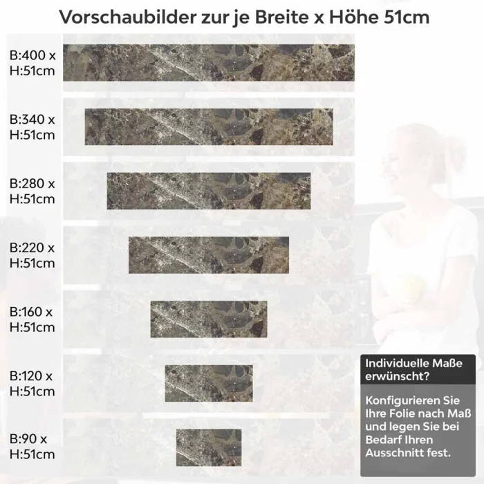 Küchenrückwand Folie brauner Naturstein-Marmor Höhe 51cm