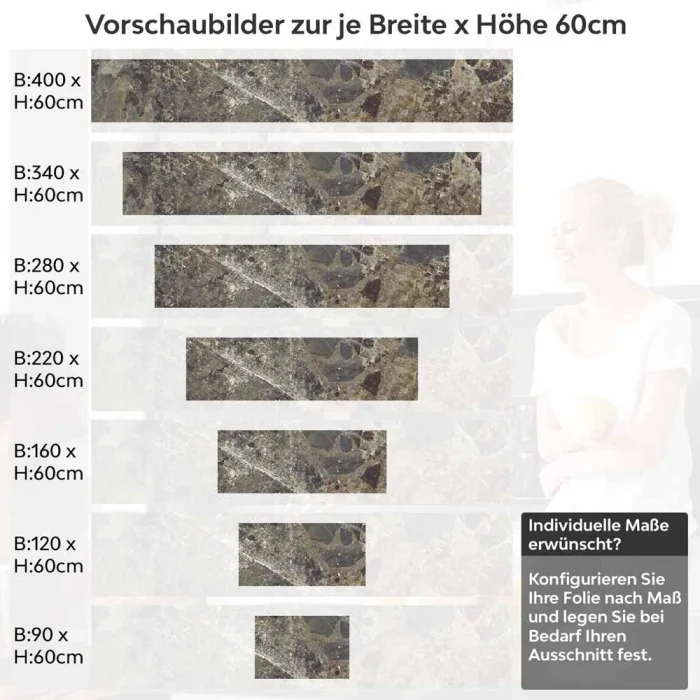 Küchenrückwand Folie brauner Naturstein-Marmor Höhe 60cm