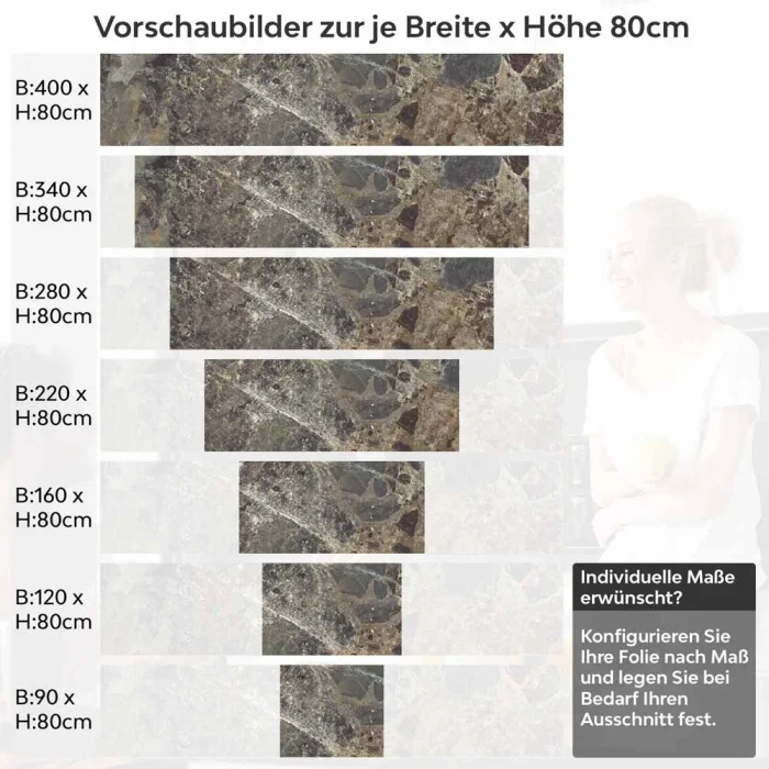 Küchenrückwand Folie brauner Naturstein-Marmor Höhe 80cm